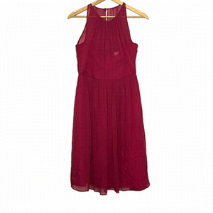 J Crew 100% silk chiffon lined pomegranate fit and flare high neck dress size 6